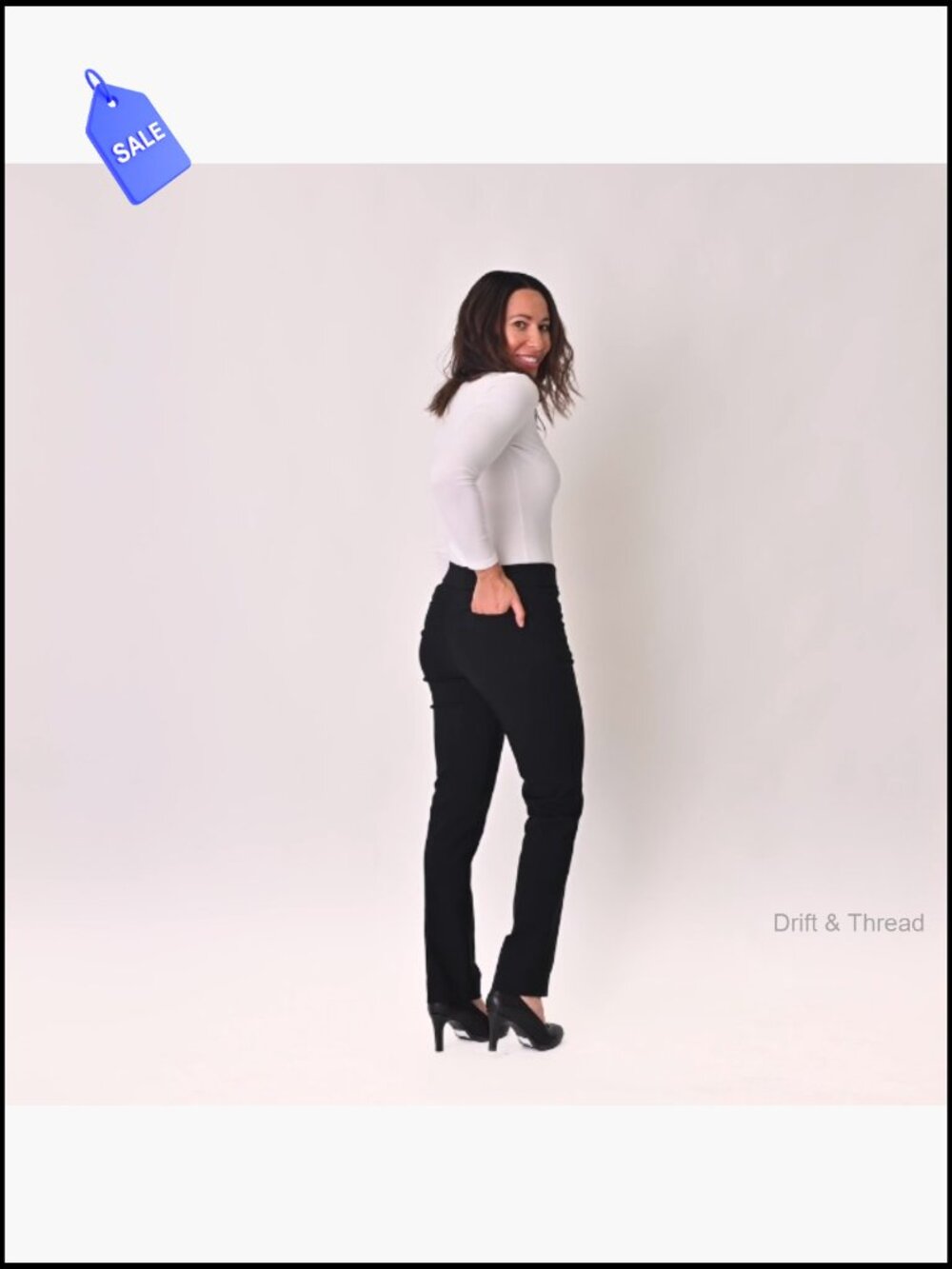 Stretch Pull-On Dress Pants Straight Leg Office Casual Work Slacks View 4